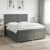 Box Spring Bed with Mattress Dark Grey 140 X 190 Cm Fabric