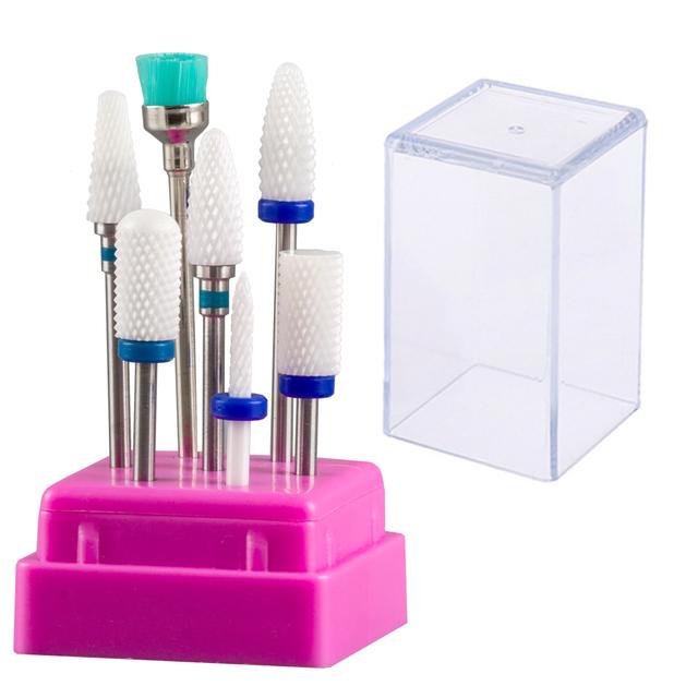 7pcs Ceramic Nail Drill Bits Set Milling Cutter for Manicure Machine Accessories Rotary Burrs Pedicure Cutter for Remove Gel Bit