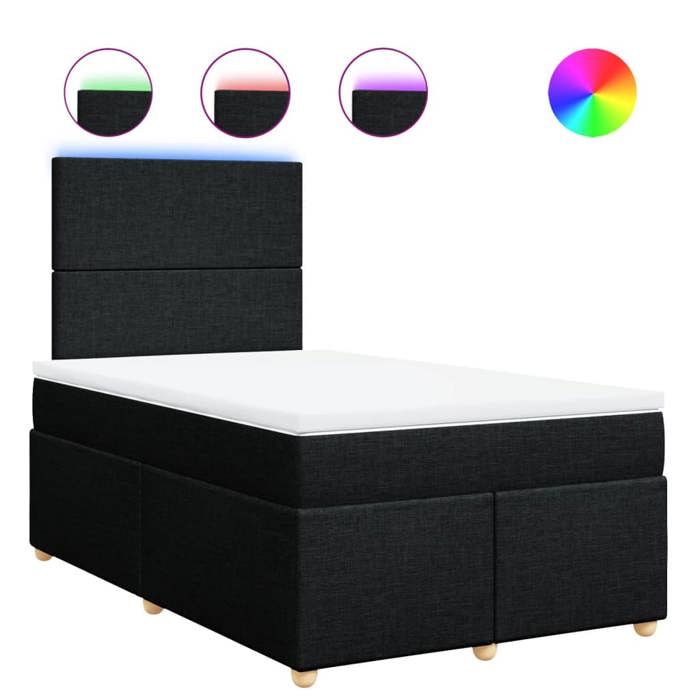 Exclusive House - Bed Slat Base with Mattress Black 120x200 Cm Fabric