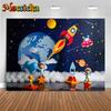 Rocket Space Backdrop For Photography Earth Stars Photo Baby Shower Child Birthday Background Decor Newborn Kid Party Backdrops