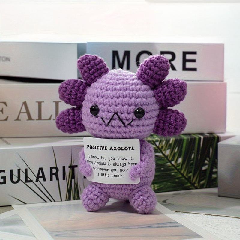 New Positive Energy Goose Hug Pocket Mini Handmade Plush Wool Knitting Doll with Card Funny Christams Gift Home Room Decoration