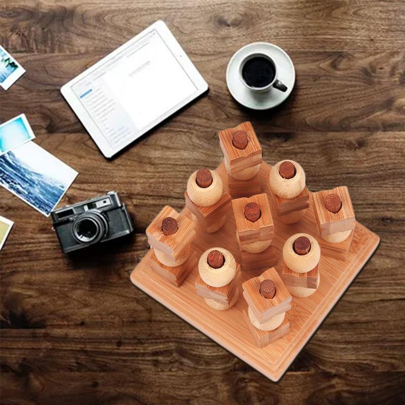Tic-Tac-Toe Game Upgraded Tic-Tac-Toe Space Strategy Games 3D Coffee Table Living Room Decor Wooden Family Board Games Gifts