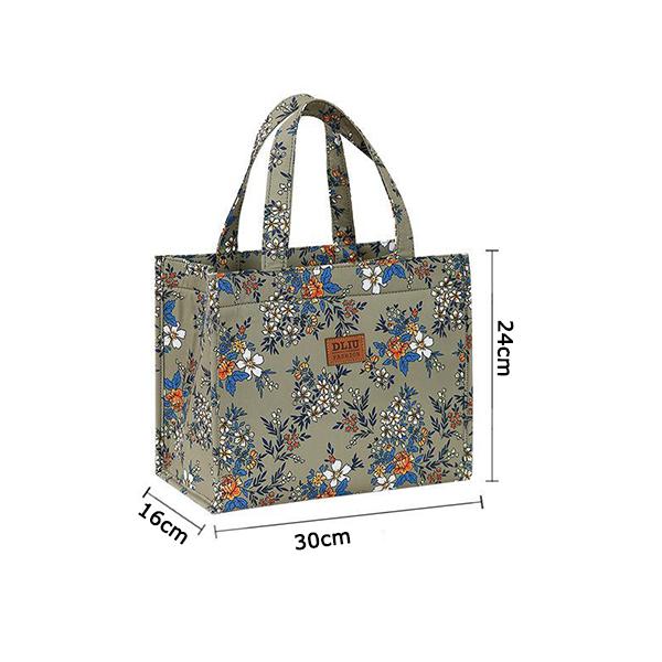 WTEMPO Aluminum Foil Insulated Work Hand-carried Lunch Bags Canvas Lunch Box Handbags Ethnic Style Retro Mommy Bags