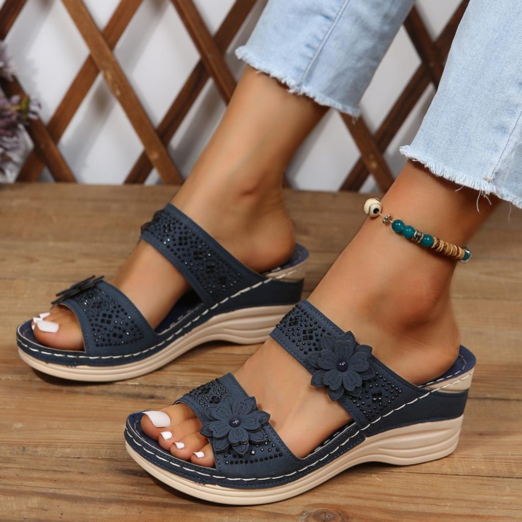 Fashion Summer Women Wedge Sandals Premium Orthopedic Open Toe Sandals Vintage Anti-slip Leather Casual Female Retro Shoes