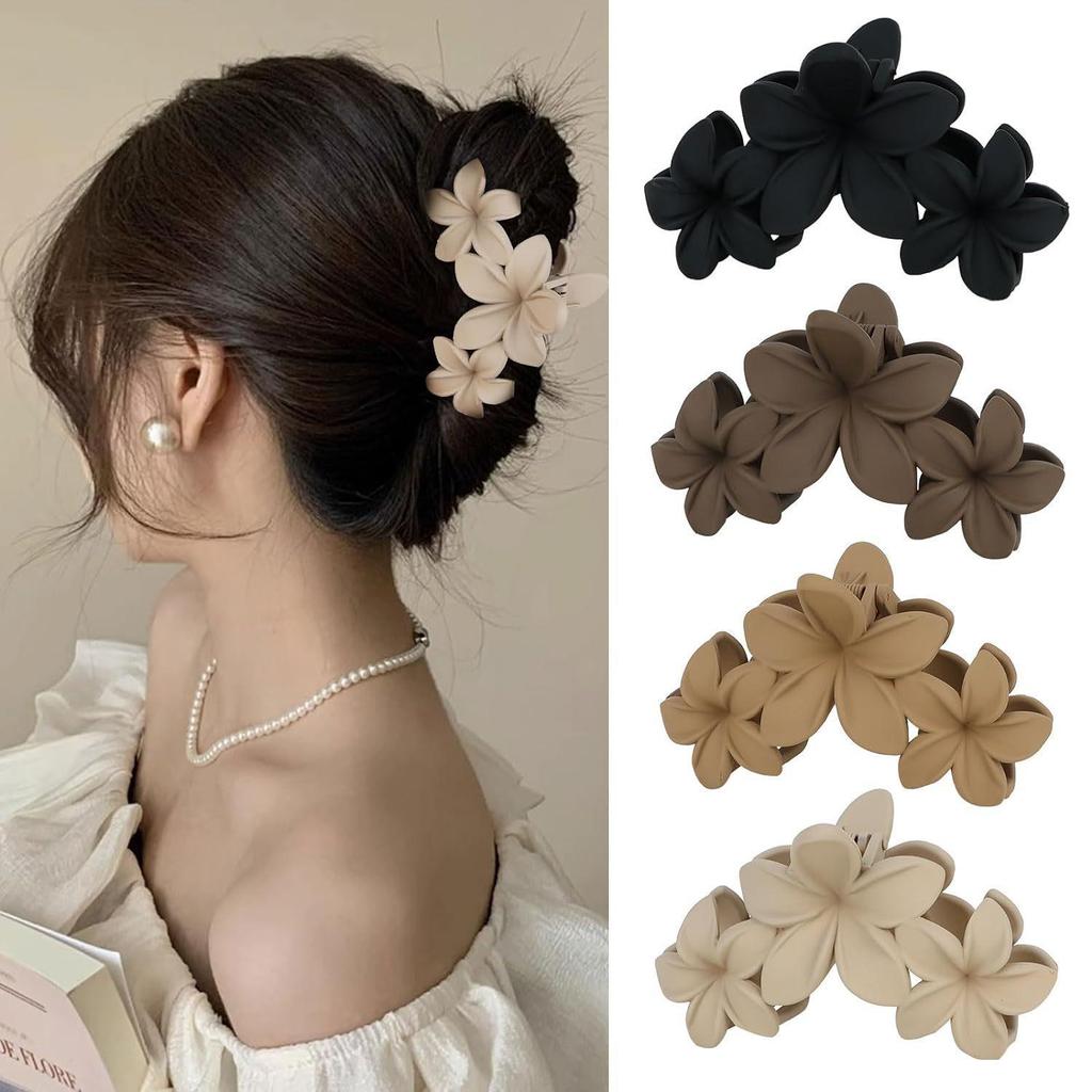 Vintage European & American Floral Hair Clips for Women - Retro Frosted Shark and Grab Clip Hair Accessories