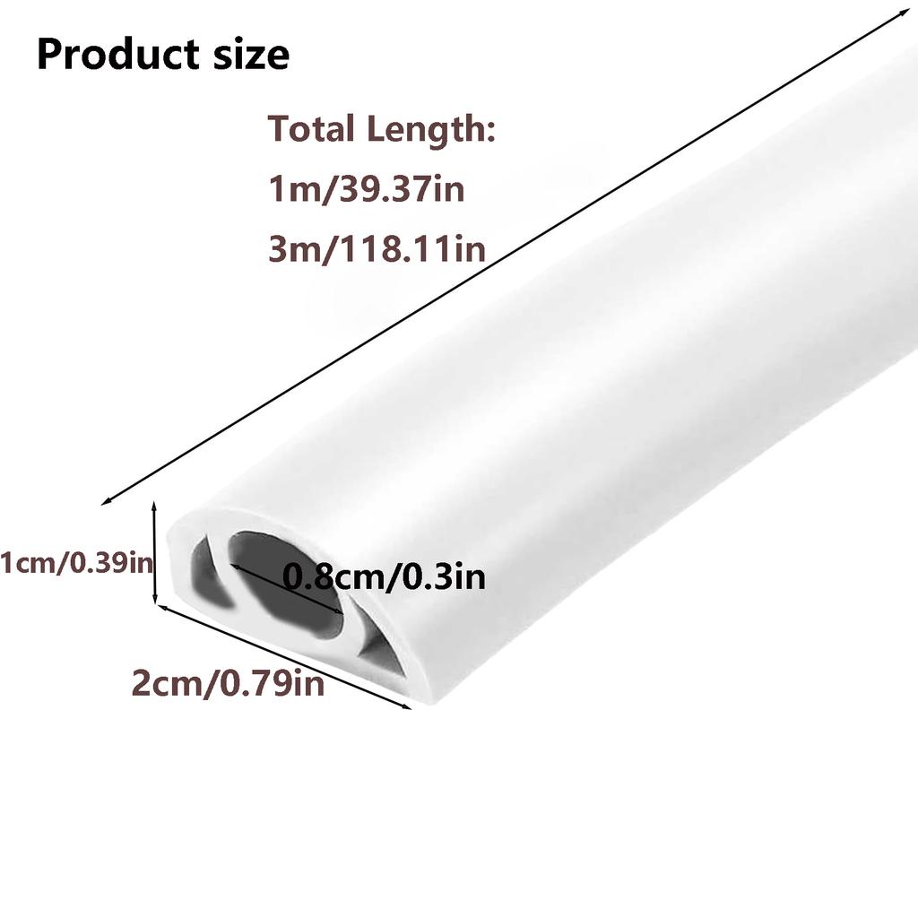 1PC 1/3M Floor Cord Cover Sheaths PVC Flexible Electrical Conduit Cable Protectors Self-adhesive Cable Hiders for Floors