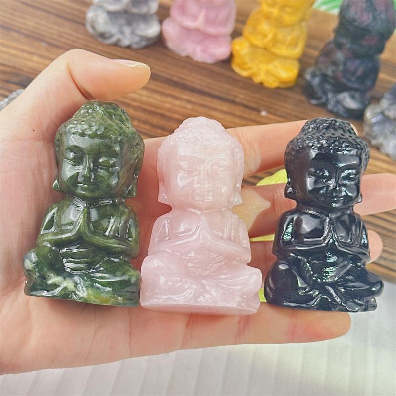 Price Beautiful Mixed Material Baby Buddha Crystal Carving for Home Decoration