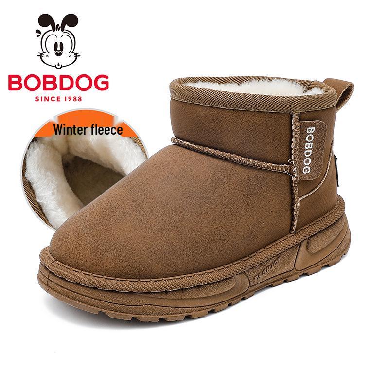 Babudou Kids  2025 Winter Fleece-Lined Snow Boots - Boys  & Girls  Warm Cotton Shoes Size 35