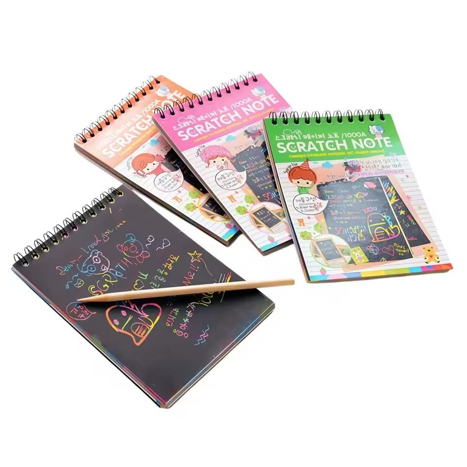 Scratch Graffiti Book DIY Cartoon Sketch Book Colorful Scratch Painting Surprise Coating Magic Book