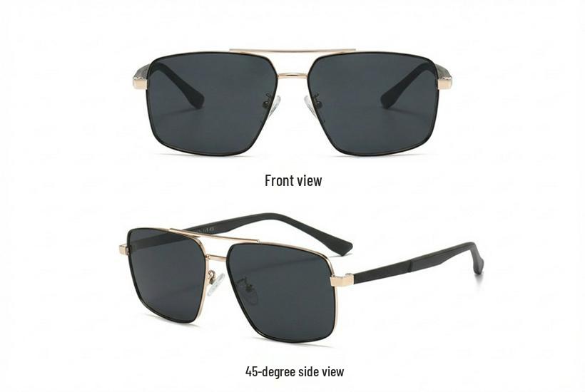 KAJILA 2026 Men's Retro Square Frame Polarized Sunglasses with Double Bridge Sun Protection