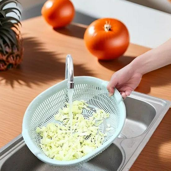 Multifunctional Double-Layer Drain Basket for Washing Fruits, Vegetables, and Rice