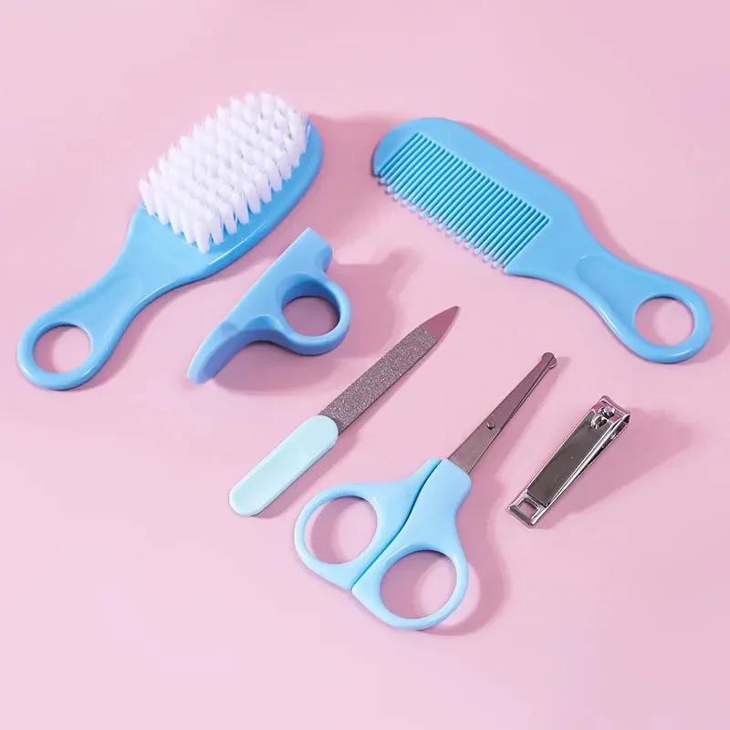 6pcs Baby Care Set Hair Comb Grooming Brush Set Nail Trimmer Scissors Clipper Hygiene Kit Healthcare Tools Sets for Toddler Gift