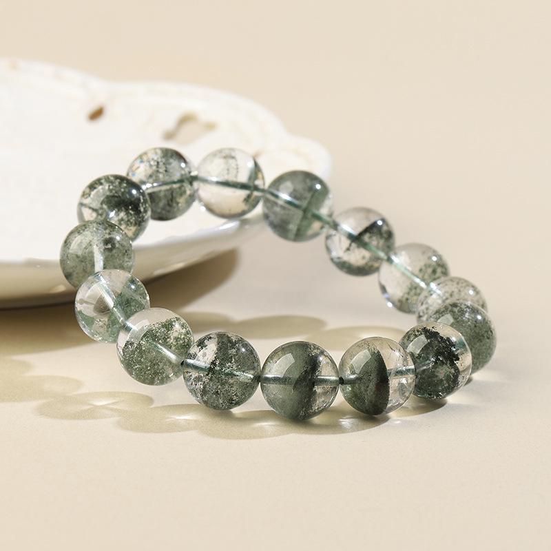 Natural Green Phantom Crystal Stellar Geode Beaded Bracelet