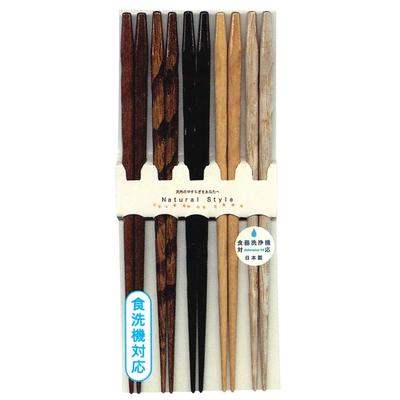 Tanaka Hashiten 5 Hand-Carved Chopsticks, 5-Piece Set, No. 070384, Colors, 22.5cm