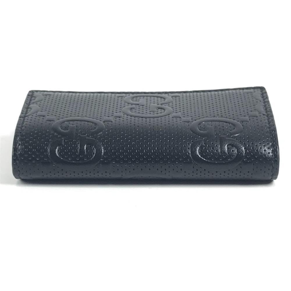 Gucci 625565 GG Embossed Logo 6P Keys with Key Ring  Key Case Leather Black