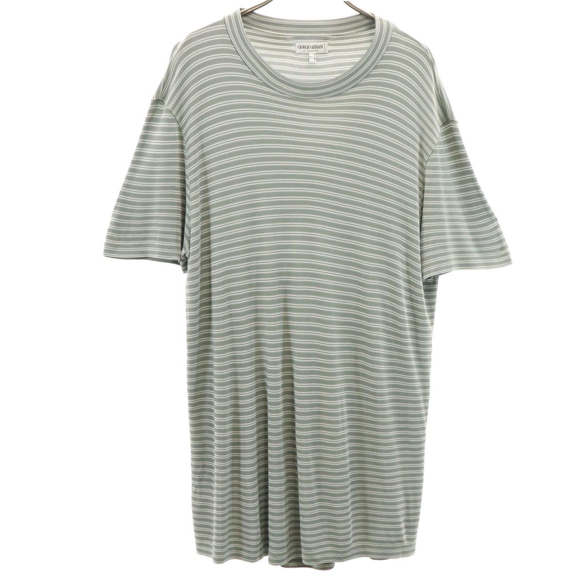 

GIORGIO ARMANI made in Italy Border Pattern Short sleeve T-shirt L gray Men s Used