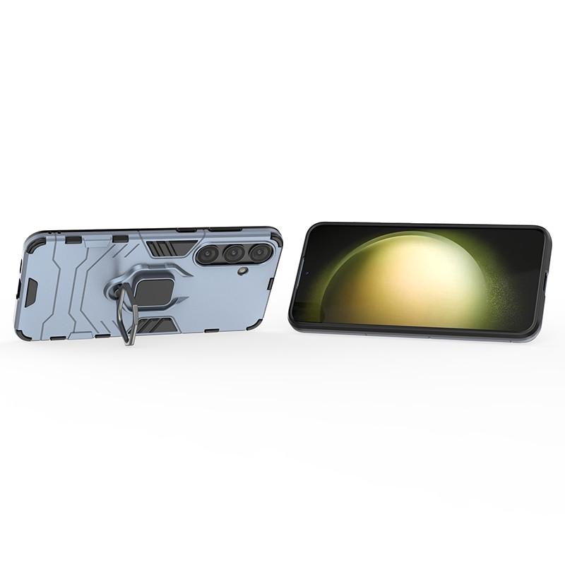 

For Samsung Galaxy S24+ Case Ring Holder Kickstand PC+TPU Phone Cover Black