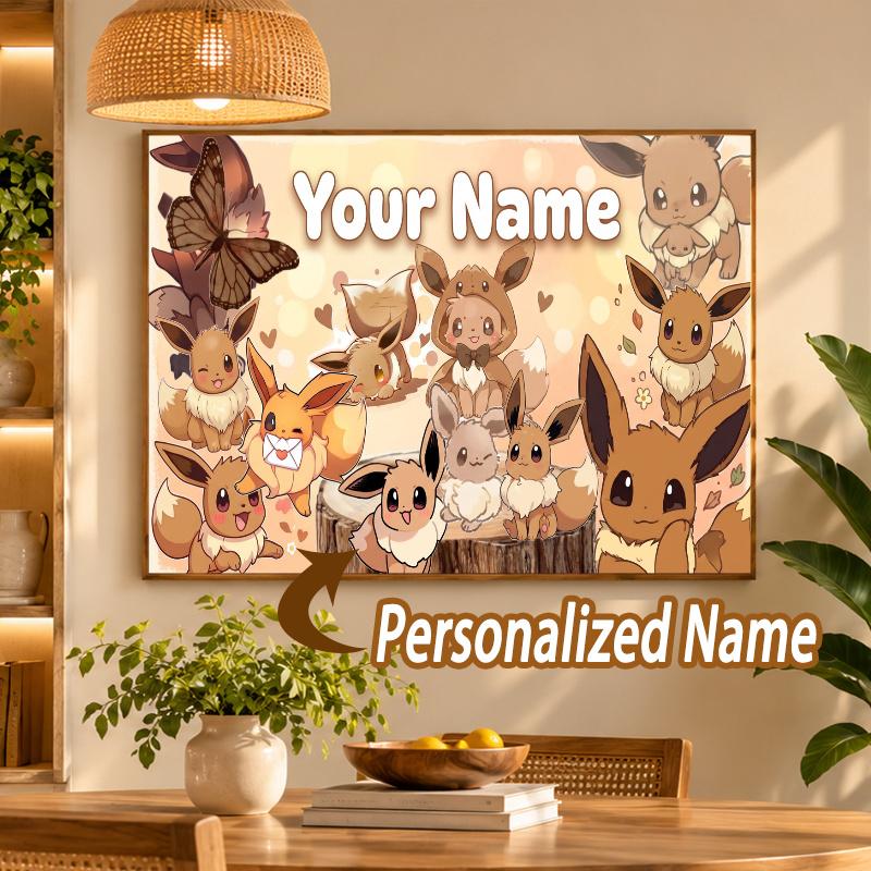 Eevee Custom Name Diamond Painting Personalized 5D Full Drill DIY Diamond Art Home Decor