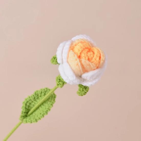 Simulated Flowers Handmade Scented Crochet Fake Flower with Steel Wire