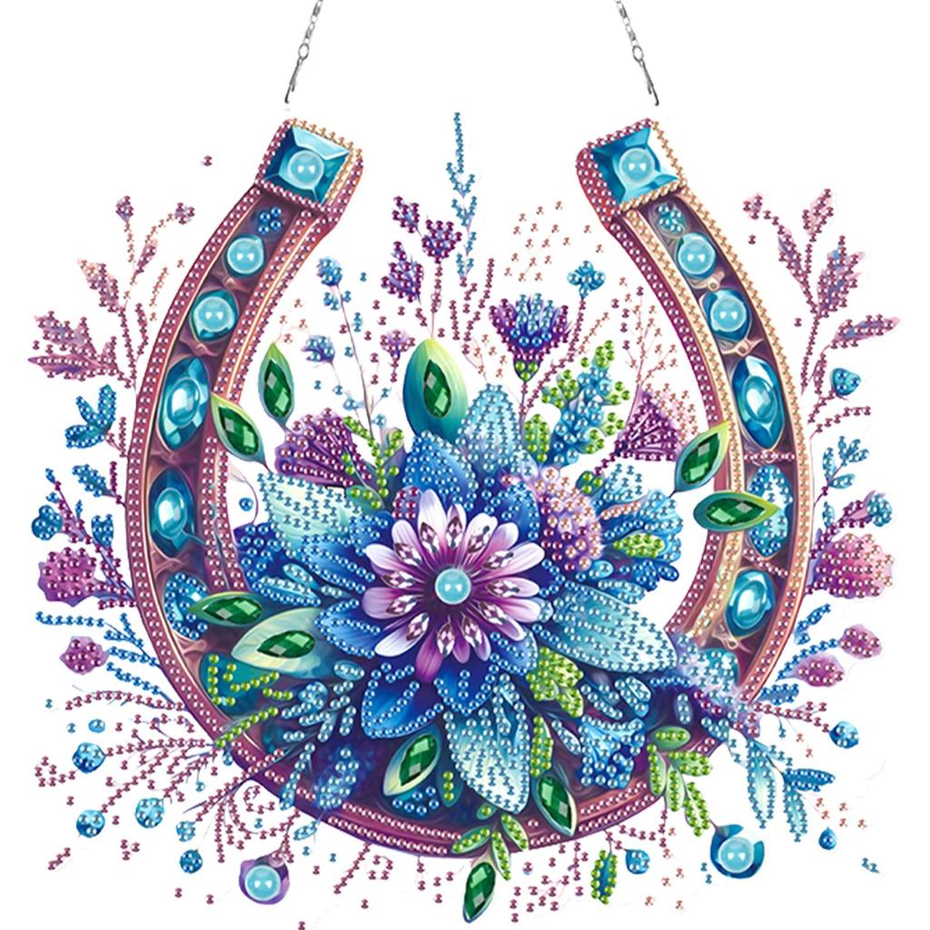 2D Flat DIY Diamond Painting Set Rhinestone Diamond Art Window Pendants Diamond Art Pendant DIY Home Decor Hanging Charm