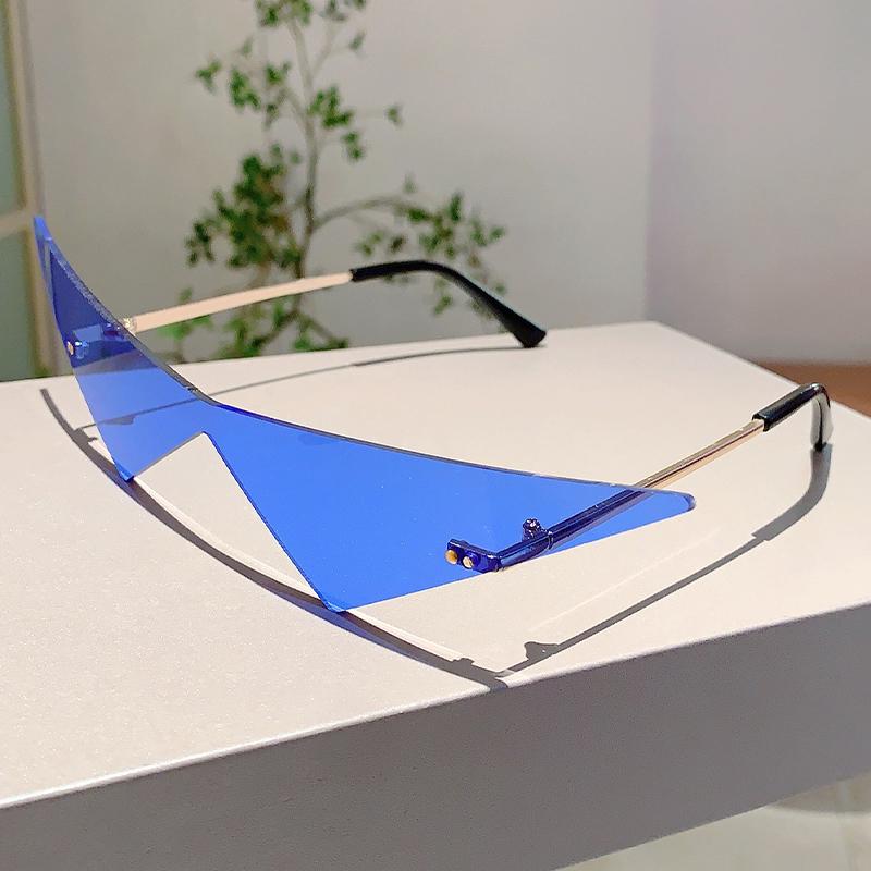 Rimless Triangle Sunglasses Men New Fashion Hip-hop Solid Color Outdoor Shades Women Trendy Brand Design Rave Sun Glasses