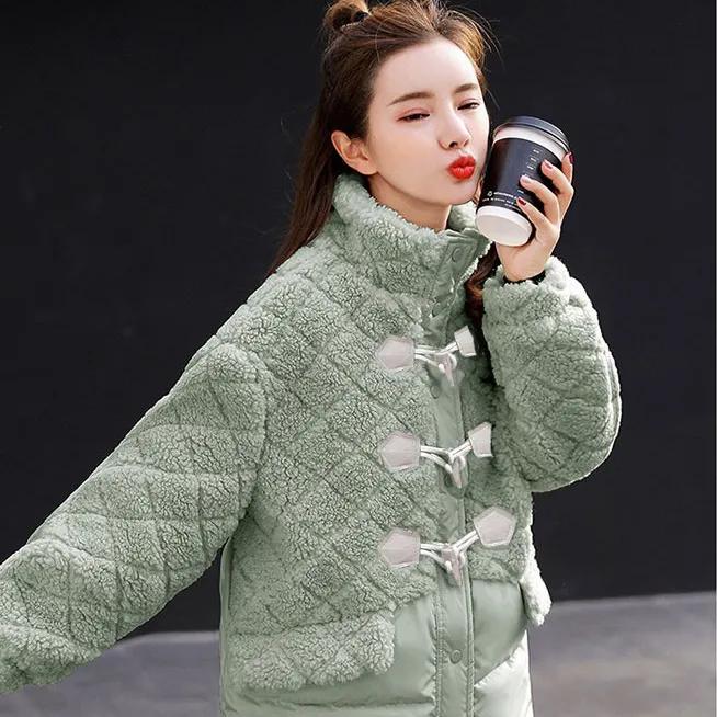 

WTEMPO Женские толстые теплые осенне-зимние флисовые пальто большого размера с воротником-стойкой, утепленные ветрозащитные плюшевые куртки XL зелёный