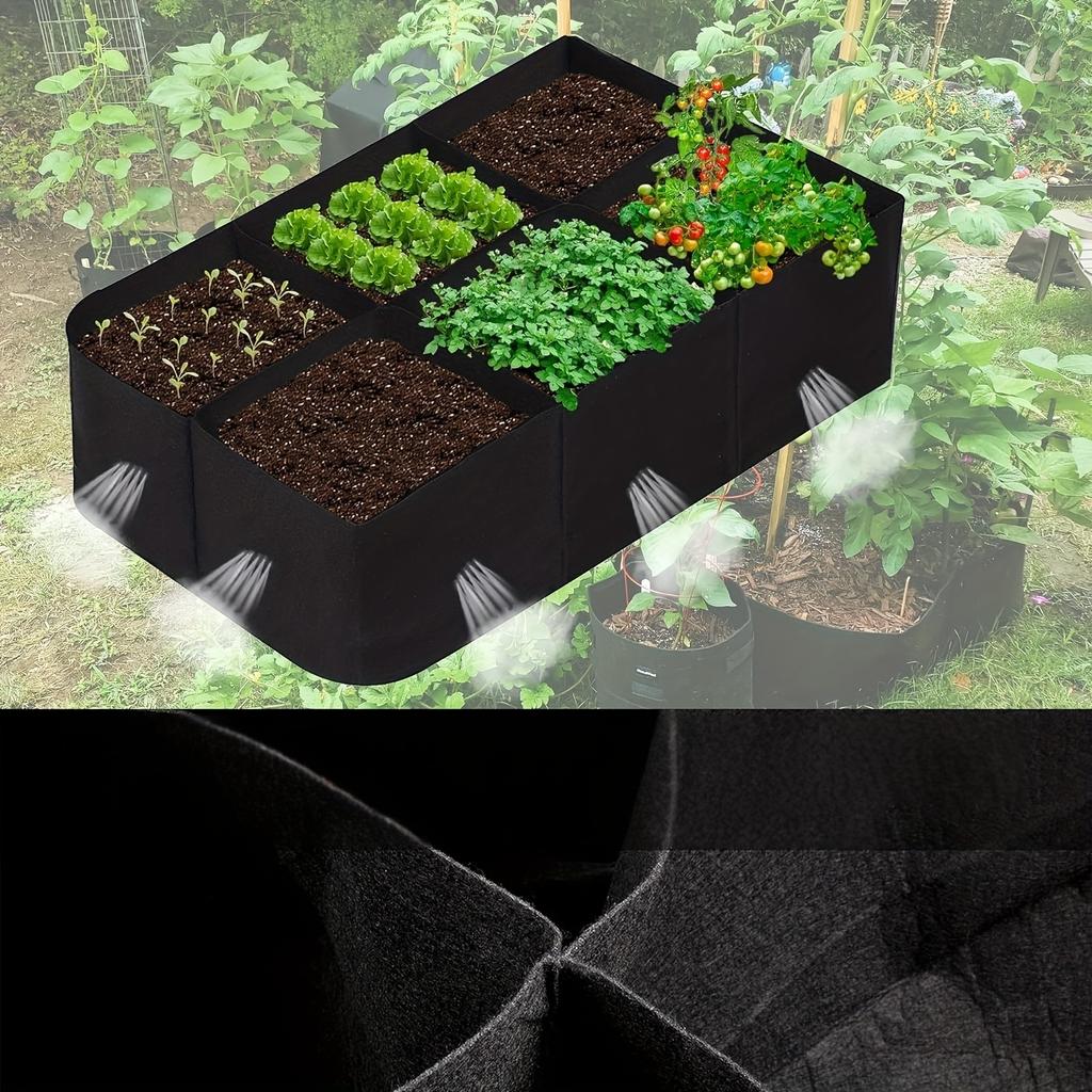 1 Pack Garden Bed, 128 Gallon 6 Grids Plant Grow Bags, Breathable Planter Raised Beds For Growing Vegetables Potatoes Flowers