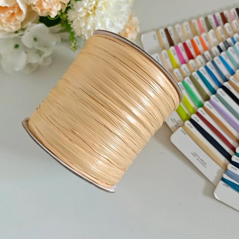600M Raffia Strohgarn Häkelgarn für DIY Stricken Sommerstrohhut Handtaschen Kissen Handgeflochtenes Strohgarn
