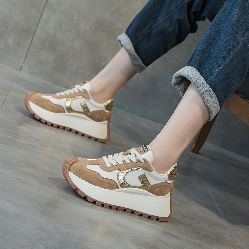 European Station Platform Forrest Gump Shoes Women's  New Breathable Inner Height Increase Sports and Leisure Shoes