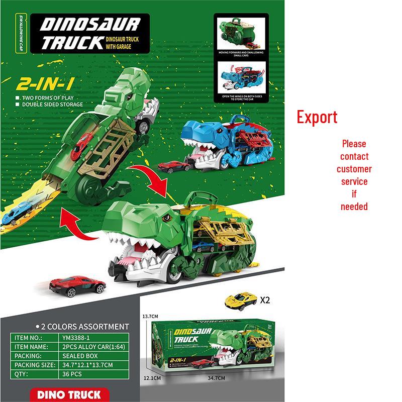 Transforming Dinosaur Track Car: Alloy Slide & Storage Toy for Kids