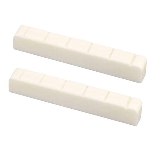 Musiclily Sattel mit flachem Boden aus Knochen mit Kerben für 6-saitige klassische Gitarre, DJ-03, 52x6x9/8,5mm (2er-Pack)