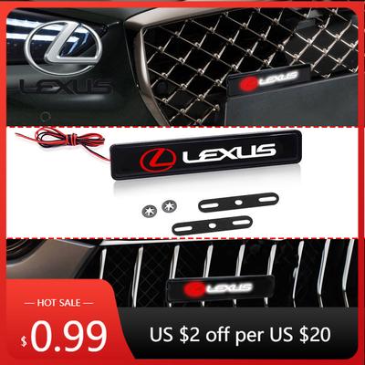 Interior Stickers Car Head Grill Emblem LED Light Front Grille Badge Sticker For IS250 IS200 CT200h GS300 LS430 RX450h LX5