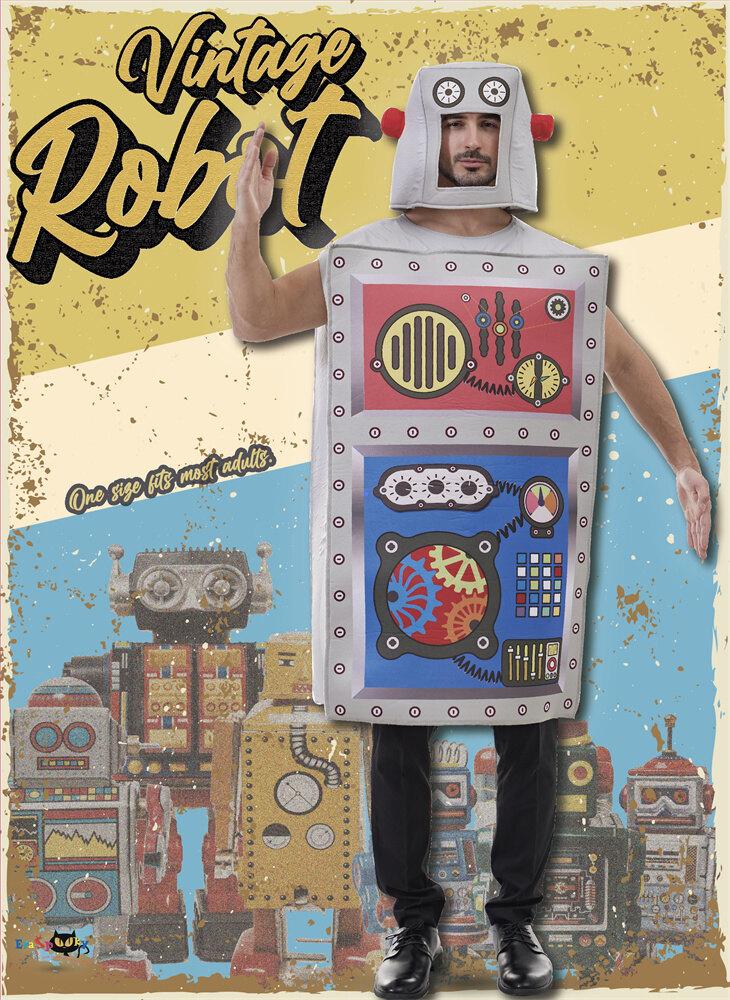 Erwachsene Männer Roboter Kostüm Halloween Damen Lustige Schwamm Roboter Cosplay im Angebot