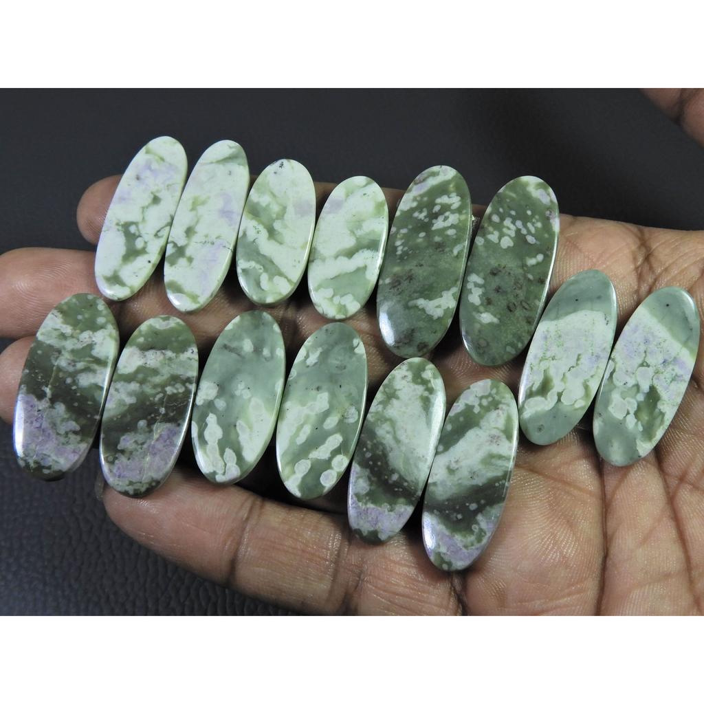 26-34 MM Natural Peace Jade Matched Pair Oval Cabochon Gemstone 7 Pair Lot C-770