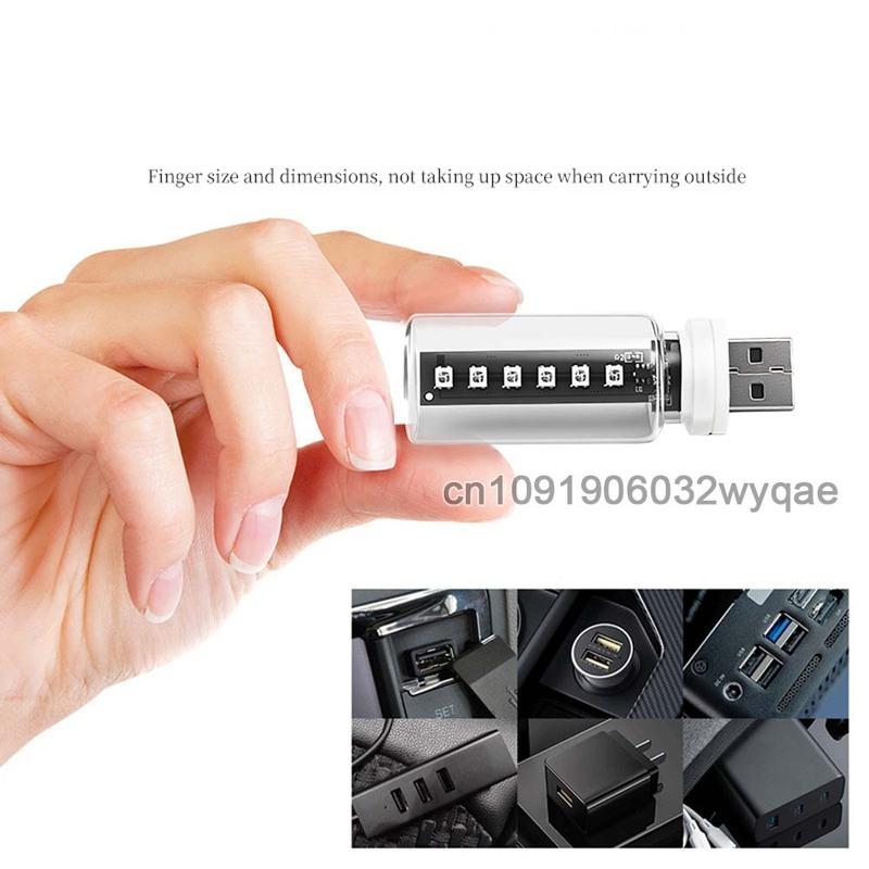 RGB Car USB Night Light Touch Dimmable LED Dynamic Lamp Portable Lighting Plug & Play Decorative Atmosphere Lamp for Car Bedroom