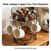 Two-Tier Storage Rack with Hooks Compact Kitchen Shelf Easy to Clean