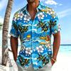 Men's Classic Vacation Style Printed Shirt, Short Sleeved Shirt With Pockets, Holiday Beach Vacation Personalized Top