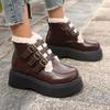Fashion Belt Buckle Decoration Fur Cute Snow Boots Women 2025 Winter Soft Non Slip Thick Bottom Ankle Boots Warm Short Plush Booties