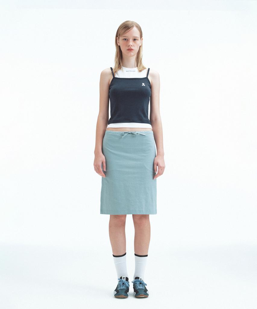 Rest And Recreation Cotton Nylon Midi Skirt - Blue