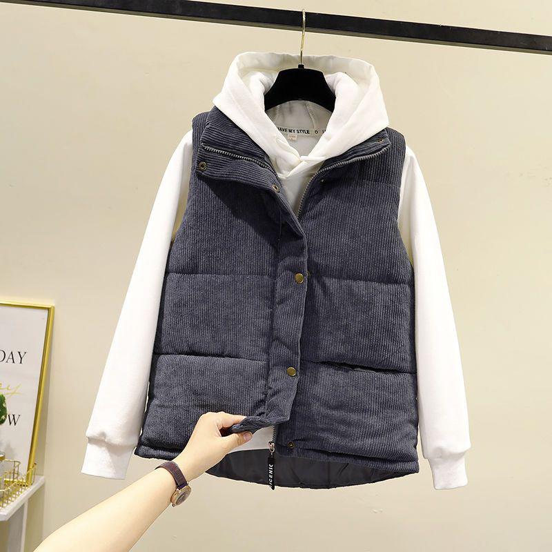 

Жилет для женщин из хлопка, осенне-зимний, безрукавный жилет, свободный, утолщенный, повседневный жилет XXL серый