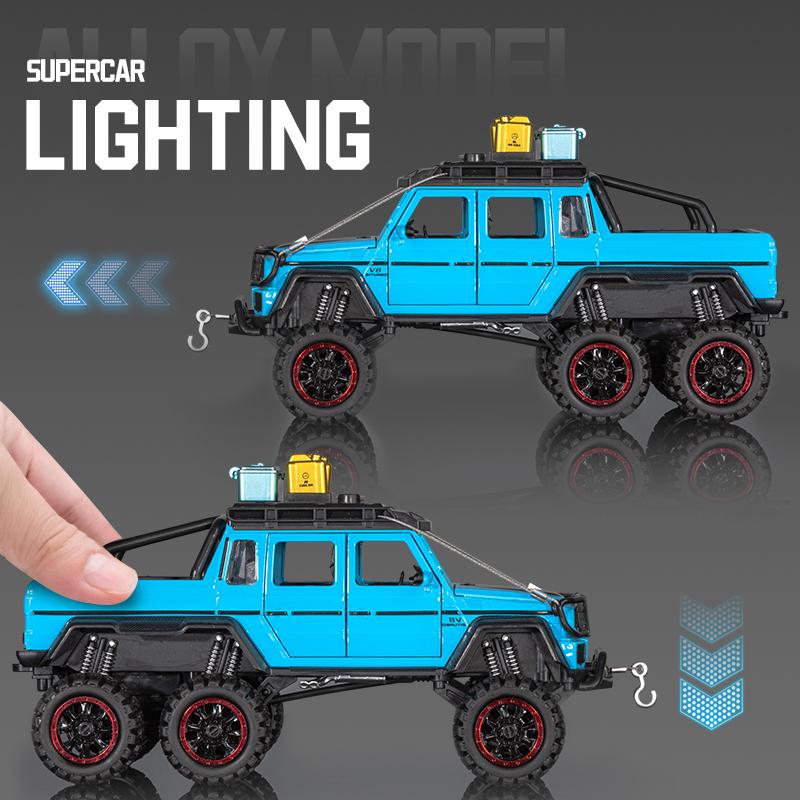 Travel Version 1/24 Benz G63 6*6 Tyre Alloy Pickup Car Model Diecasts Metal Toy Off-Road Vehicles Car Model Sound Light Kids Gift