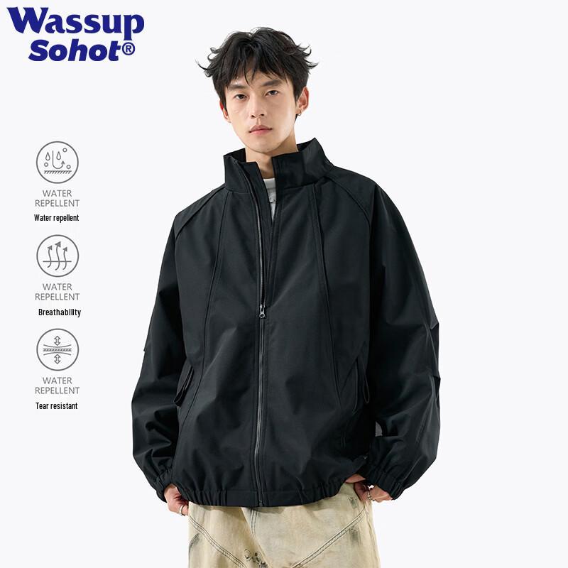 Wassup Sohot Men s Water-Repellent Stand Collar Outdoor Windbreaker Jacket XL
