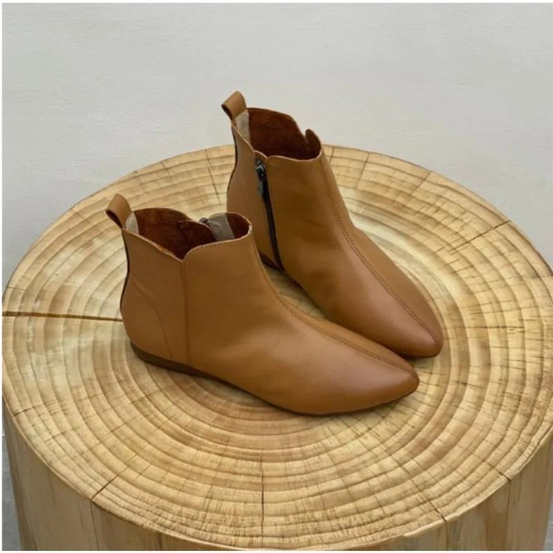 Fashion 2024 High Quality Women's Shoes Back Zip Women's Boots Fashion Round Toe Modern Boots Women New Solid Ankle Boots Zapatos Mujer