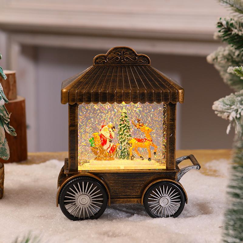 Christmas Decoration Trolley Music Box Snow Lantern Santa Claus Gift Night Light Desktop Window Decorations