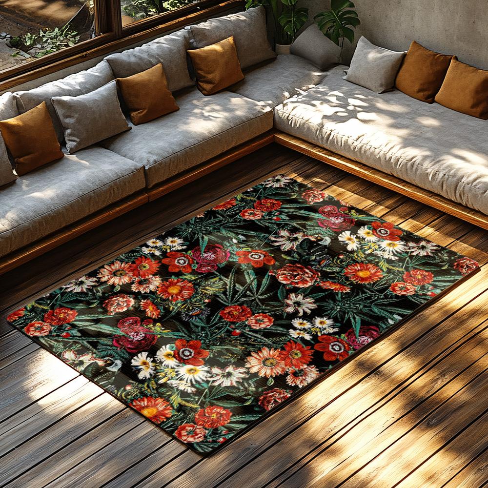 Floral Doormat Indoor Outdoor Rug Washable Welcome Mat Home Decor Entrance Floor Carpet Spring Blossom Pattern Area Rug Gift Ide