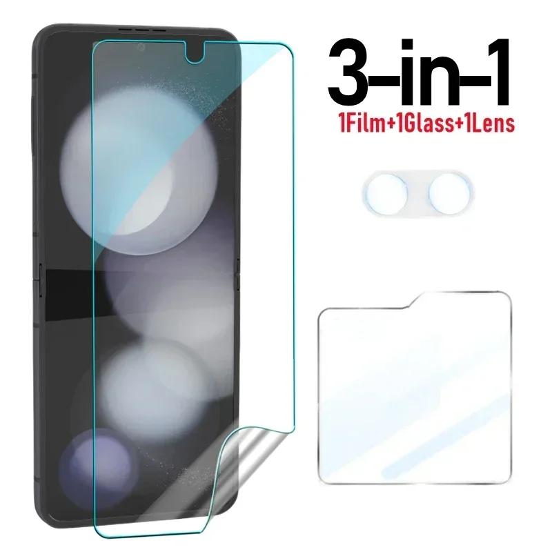 Flip 7 Full Coverage Inner Hydrogel Film for Samsung Galaxy Z Flip 7 Flip 6 5 Tempered Glass Screen Protectors Camera Lens Films