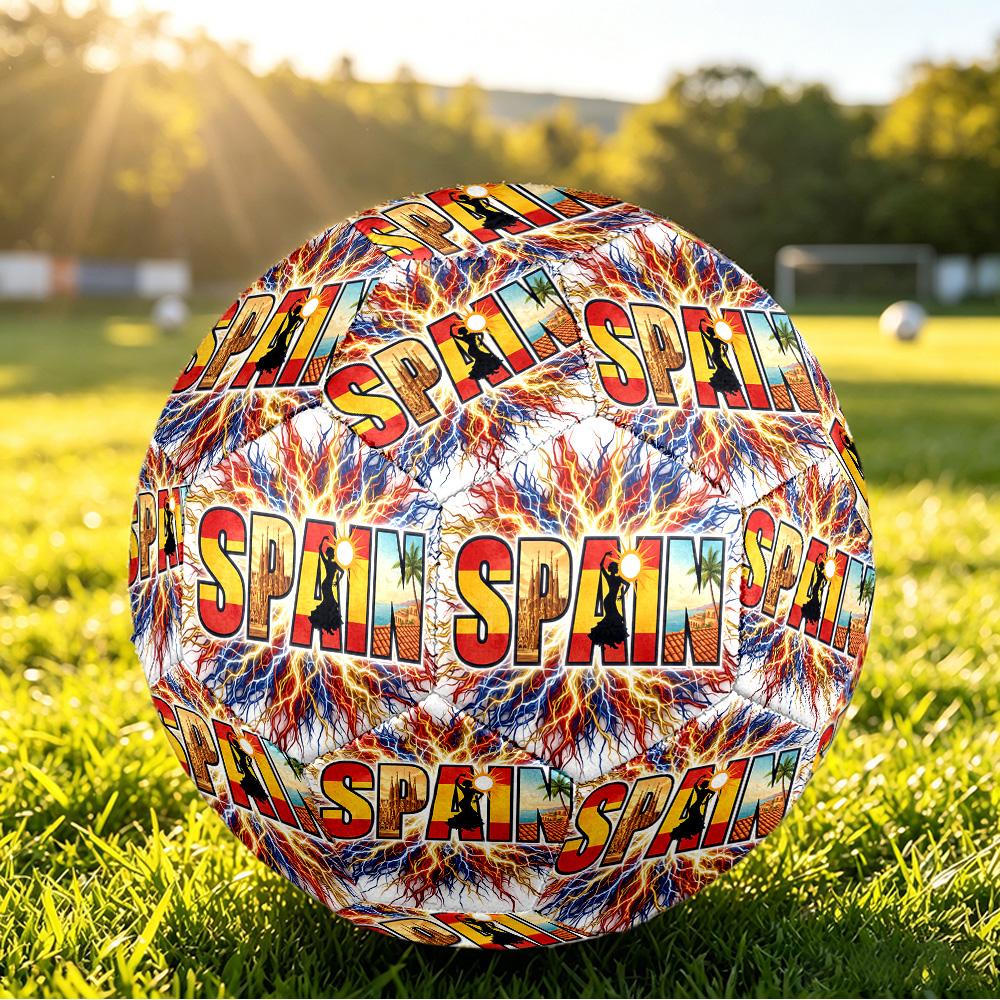 Spain Football Printed Size 5 Soccer Ball Wear Resistant Standard Adult Training Football Fan Gift for Indoor Outdoor Match Sports