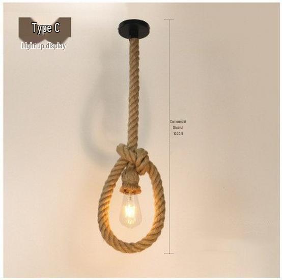 American Retro Hemp Rope Pendant Lamp for Restaurants, Hotels, Shops, and Bars