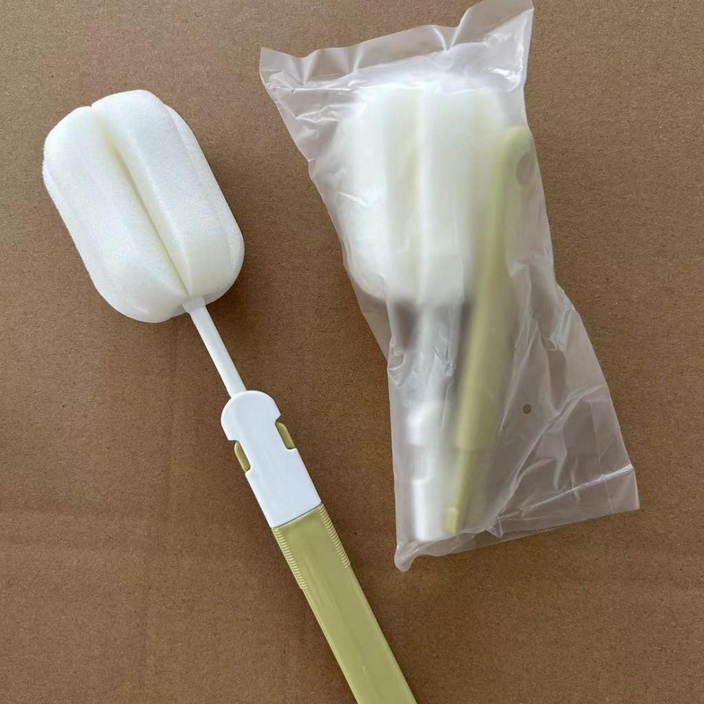 Long Handle Baby Bottle & Insulated Cup Brush with Detachable Sponge Head