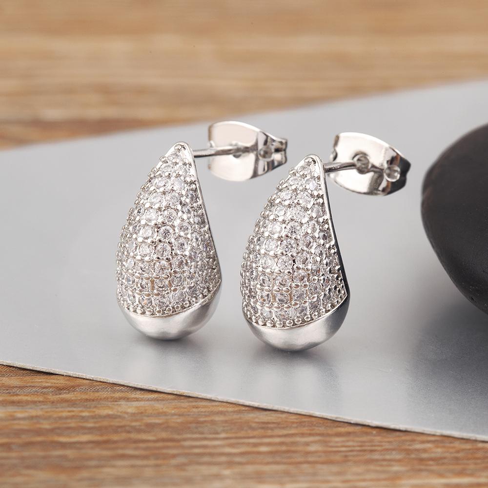 Nidin Klassisch Neues Design Wassertropfenform Funkelnder Zirkon Charms Ohrringe S/L Größen Auswahl Für Damen Feiner Ohrschmuck Zubehör